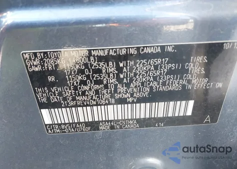 2013 Toyota Rav4 Xle from USA, damaged, VIN 2T3RFREV4DW106418
